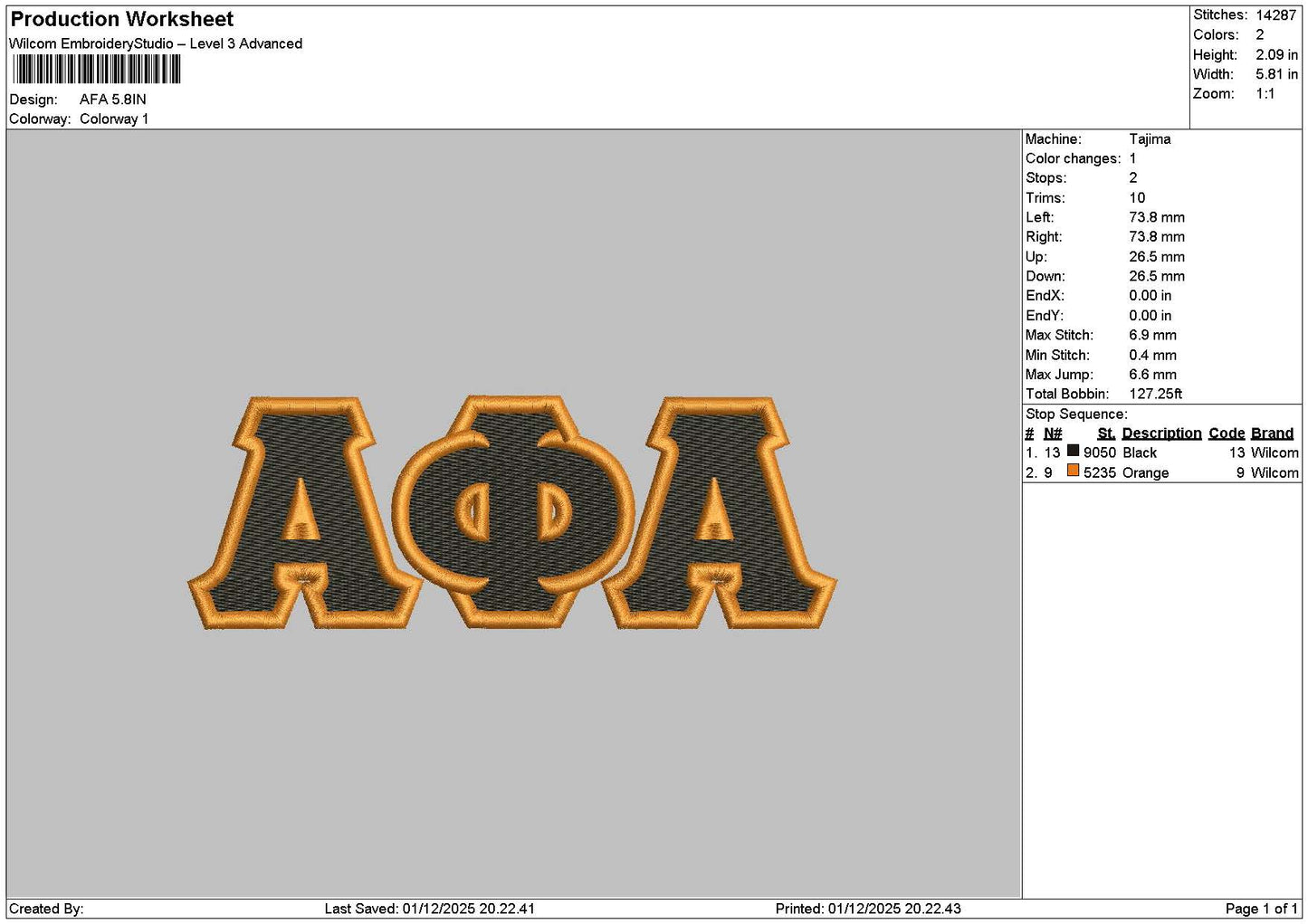 Afatext Embroidery File 6 sizes
