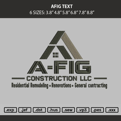 Flig Text Embroidery Machine Design File 6 sizes