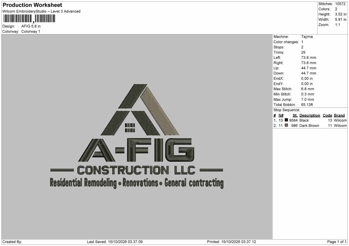 Flig Text Embroidery Machine Design File 6 sizes
