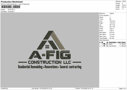 Flig Text Embroidery Machine Design File 6 sizes