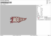 Aggies Flag Embroidery File Design
