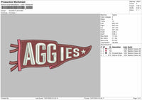 Aggies Flag Embroidery File Design