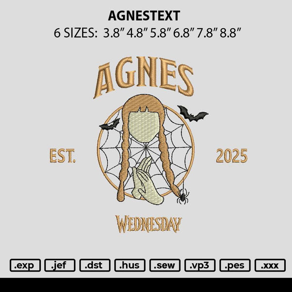 Agnestext Embroidery File 6 sizes