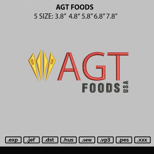 AGT Foods Embroidery File 5 sizes