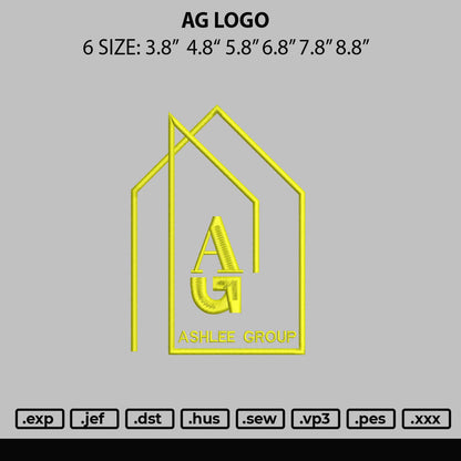 Ag Logo Embroidery File 6 sizes
