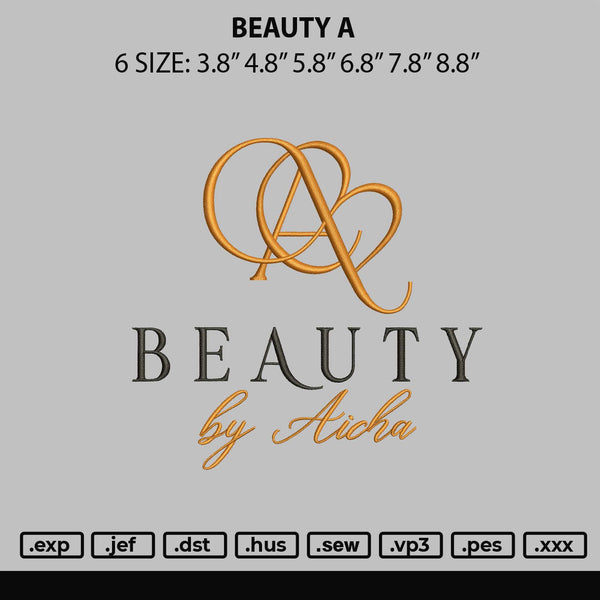 Beauty A Embroidery File 6 sizes