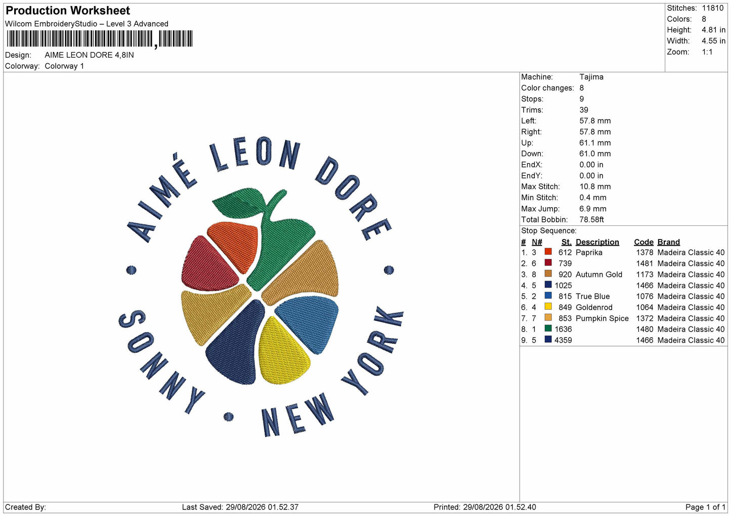 Aime Text Embroidery Machine Design File 6 sizes