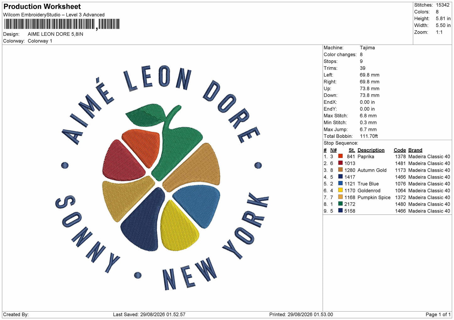 Aime Text Embroidery Machine Design File 6 sizes