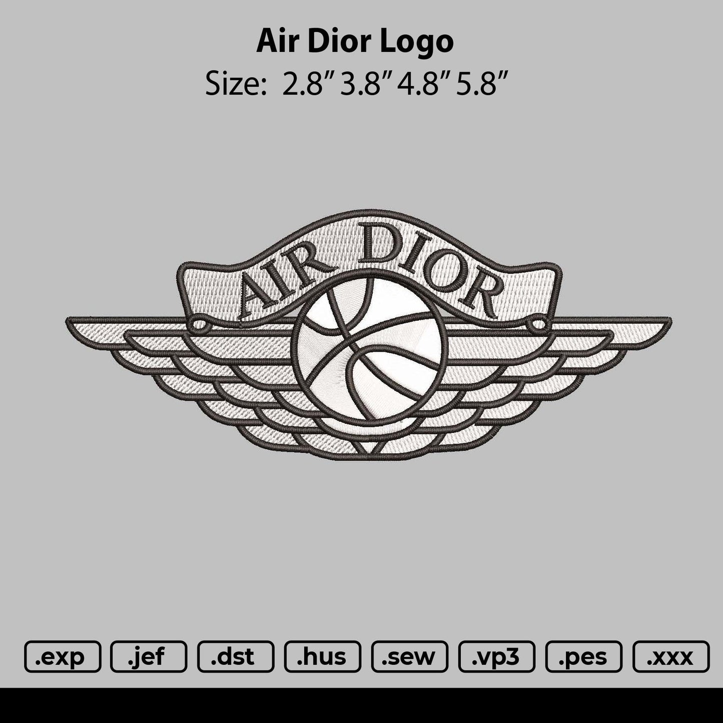 Air Dior Embroidery File 4 size