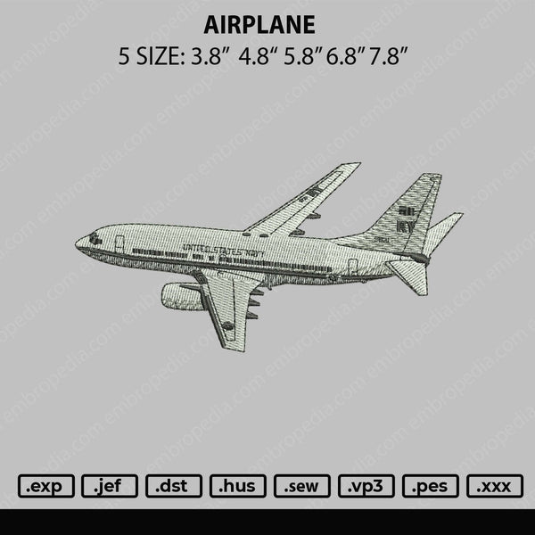 Airplane Embroidery File 5 sizes