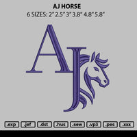 Aj Horse Embroidery File 6 sizes
