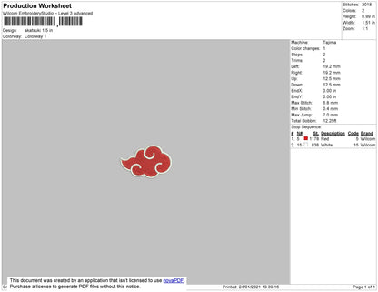 Akatsuki Logo Embroidery File 5 size