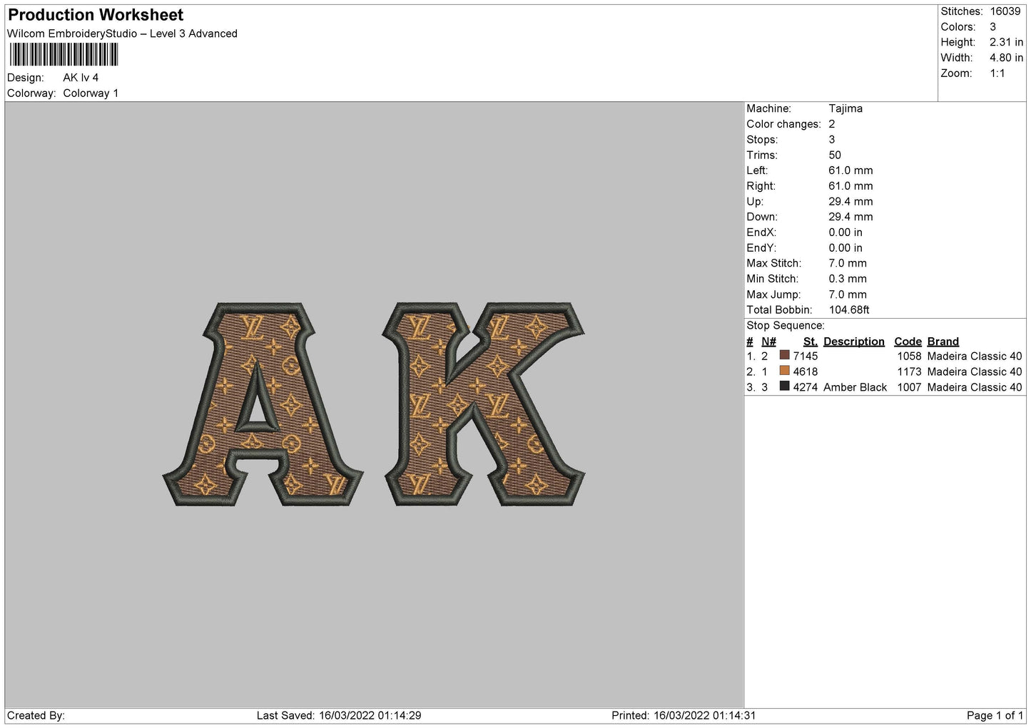 AK LV Embroidery File 4 size