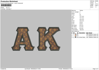 AK LV Embroidery File 4 size