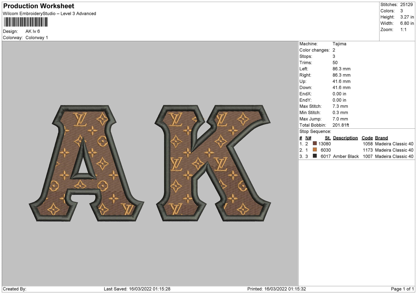 AK LV Embroidery File 4 size
