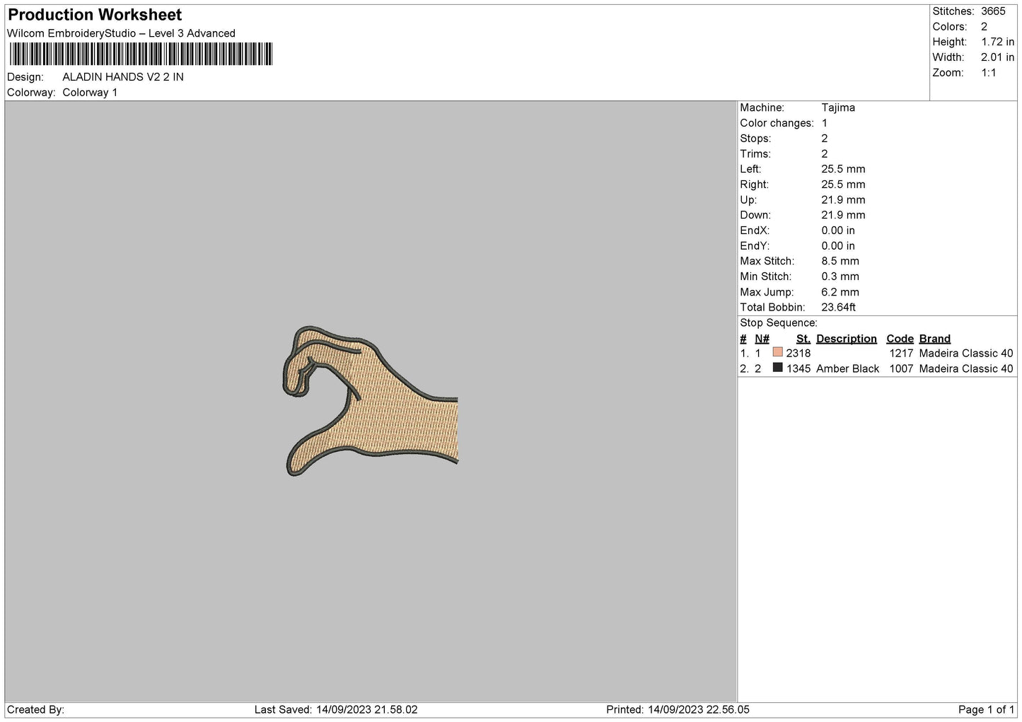 Aladin Hands V2 Embroidery File 6 sizes