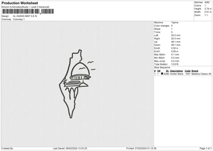 Map 0702 Embroidery File 6 sizes