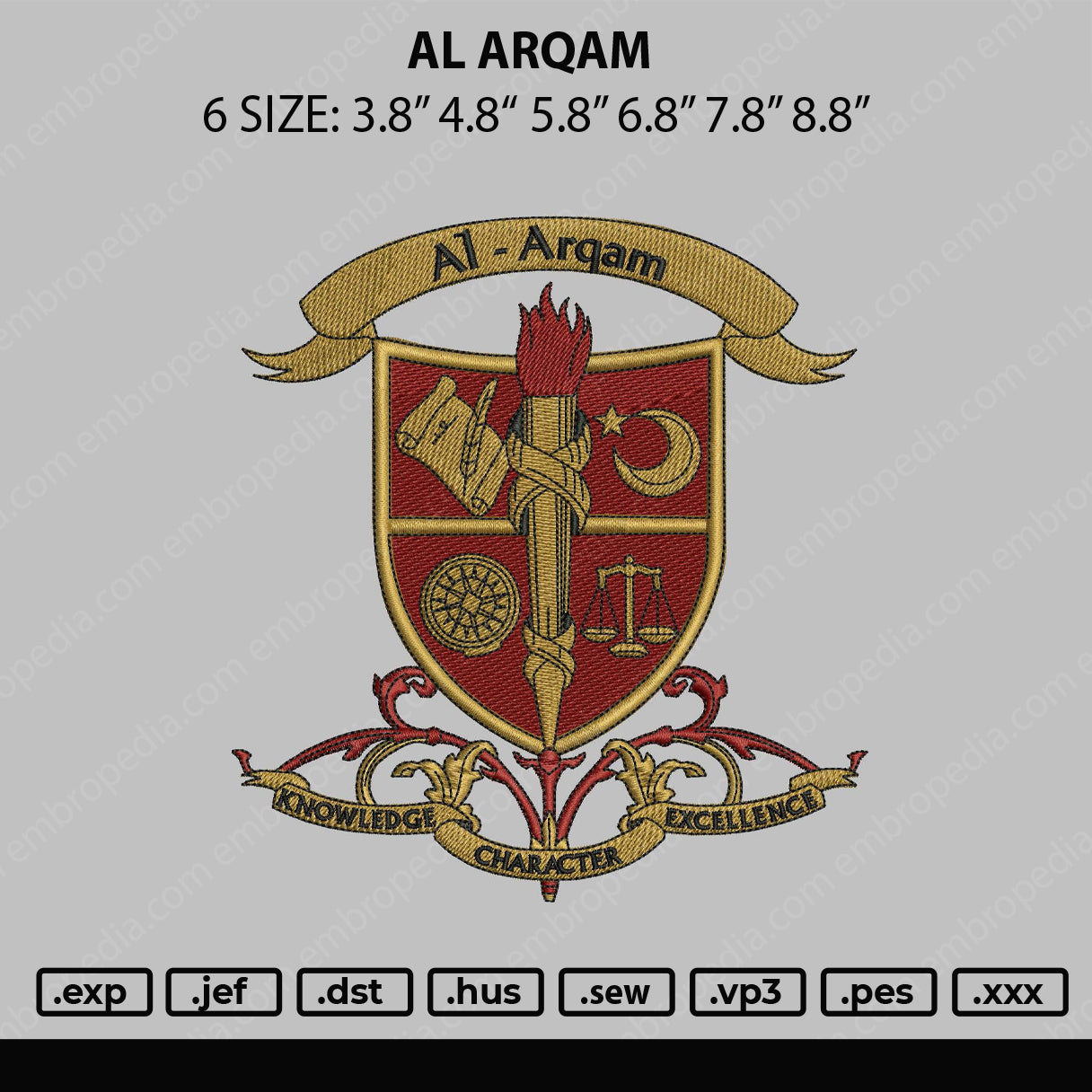 Al Arqam Embroidery File 6 sizes