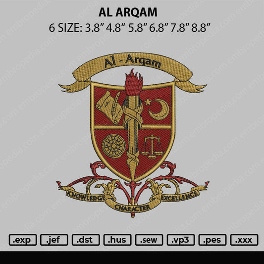 Al Arqam Embroidery File 6 sizes