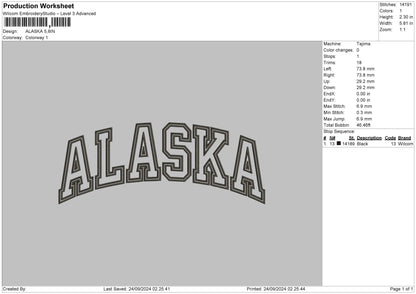 Alaskatext Embroidery File 6 sizes
