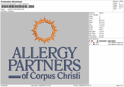 Allergytext Embroidery File 6 sizes
