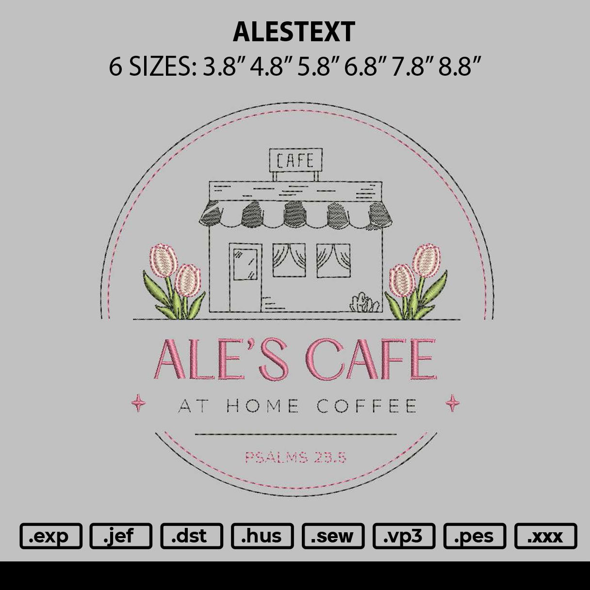 Alestext Embroidery File 6 sizes