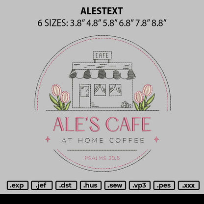 Alestext Embroidery File 6 sizes