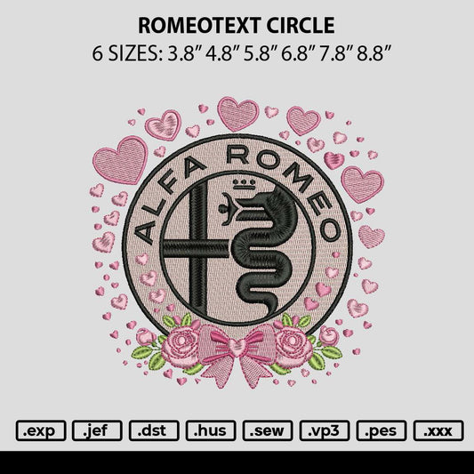 Romeotext Circle Embroidery File 6 sizes