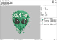 Alien Drip Embroidery File 5 sizes