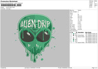 Alien Drip Embroidery File 5 sizes