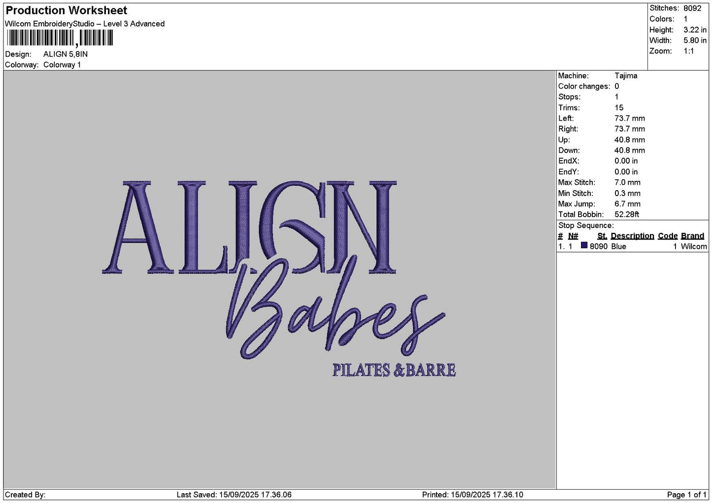 Aligntext Embroidery File 6 sizes