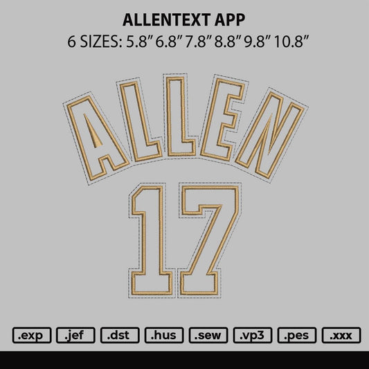 Allentext App Embroidery File 6 sizes