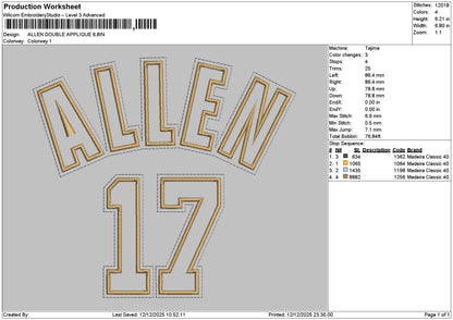 Allentext App Embroidery File 6 sizes