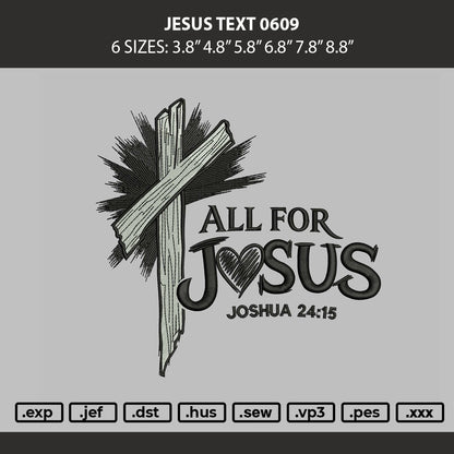 Jesus Text 0609 Embroidery Machine Design File 6 sizes