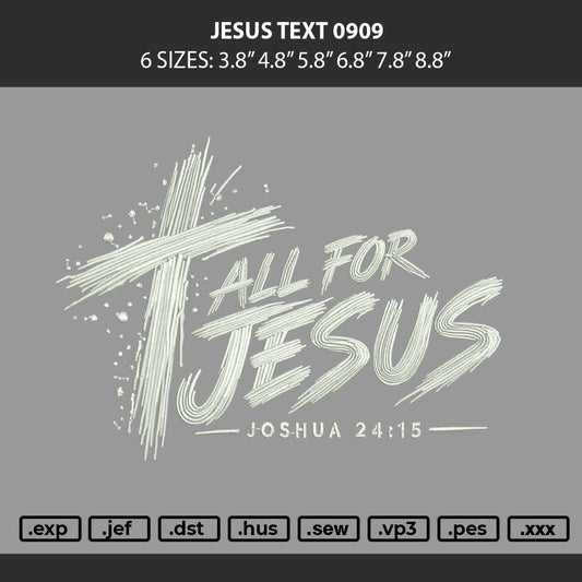 Jesus Text 0909 Embroidery Machine Design File 6 sizes