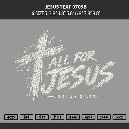 Jesus Text 0709b Embroidery Machine Design File 6 sizes
