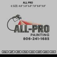 All Pro Embroidery File 6 sizes