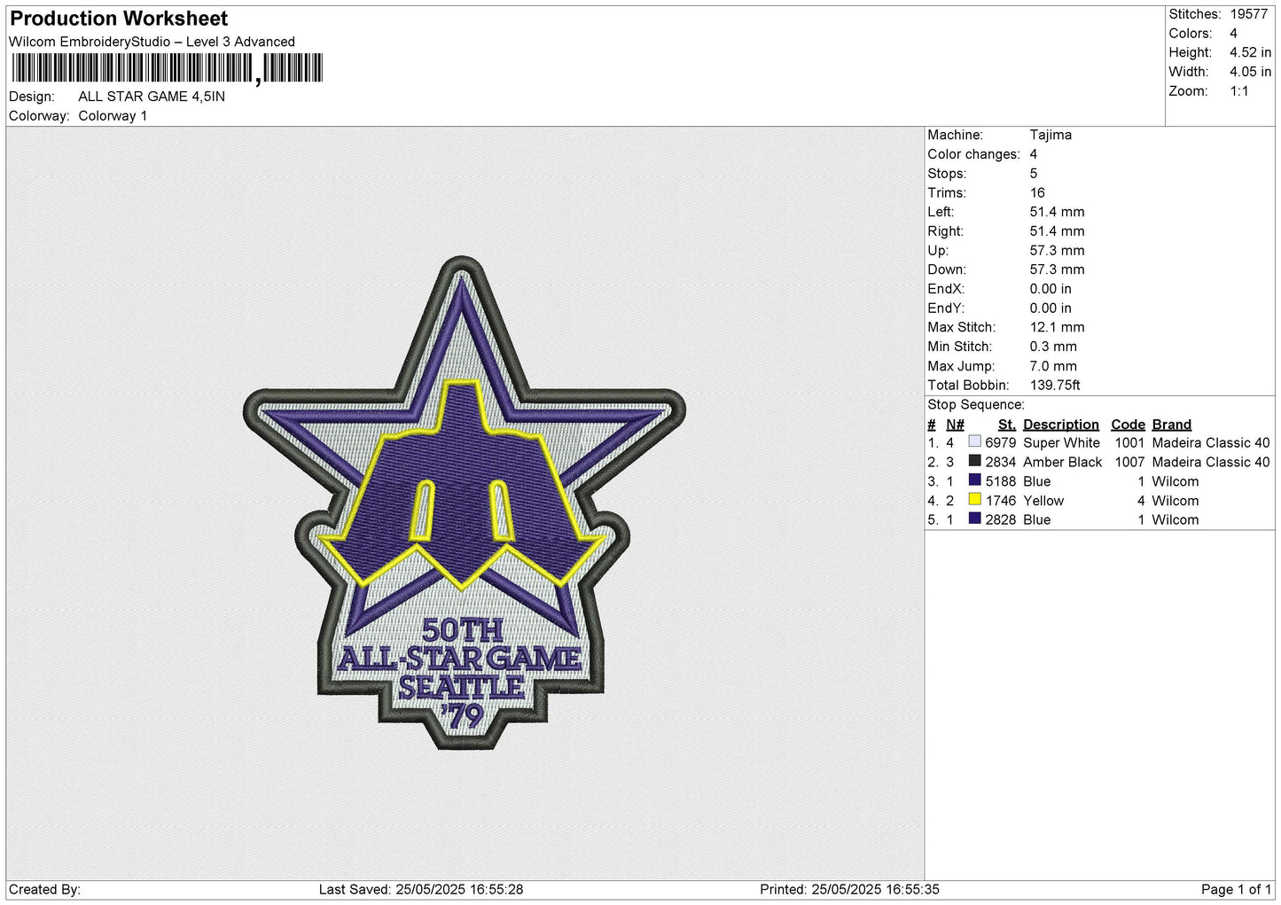 ALL STAR GAME Embroidery File 6 size