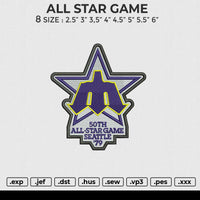 ALL STAR GAME Embroidery File 6 size