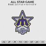 ALL STAR GAME Embroidery File 6 size
