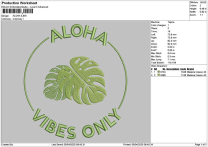 Alohatext Embroidery File 6 sizes