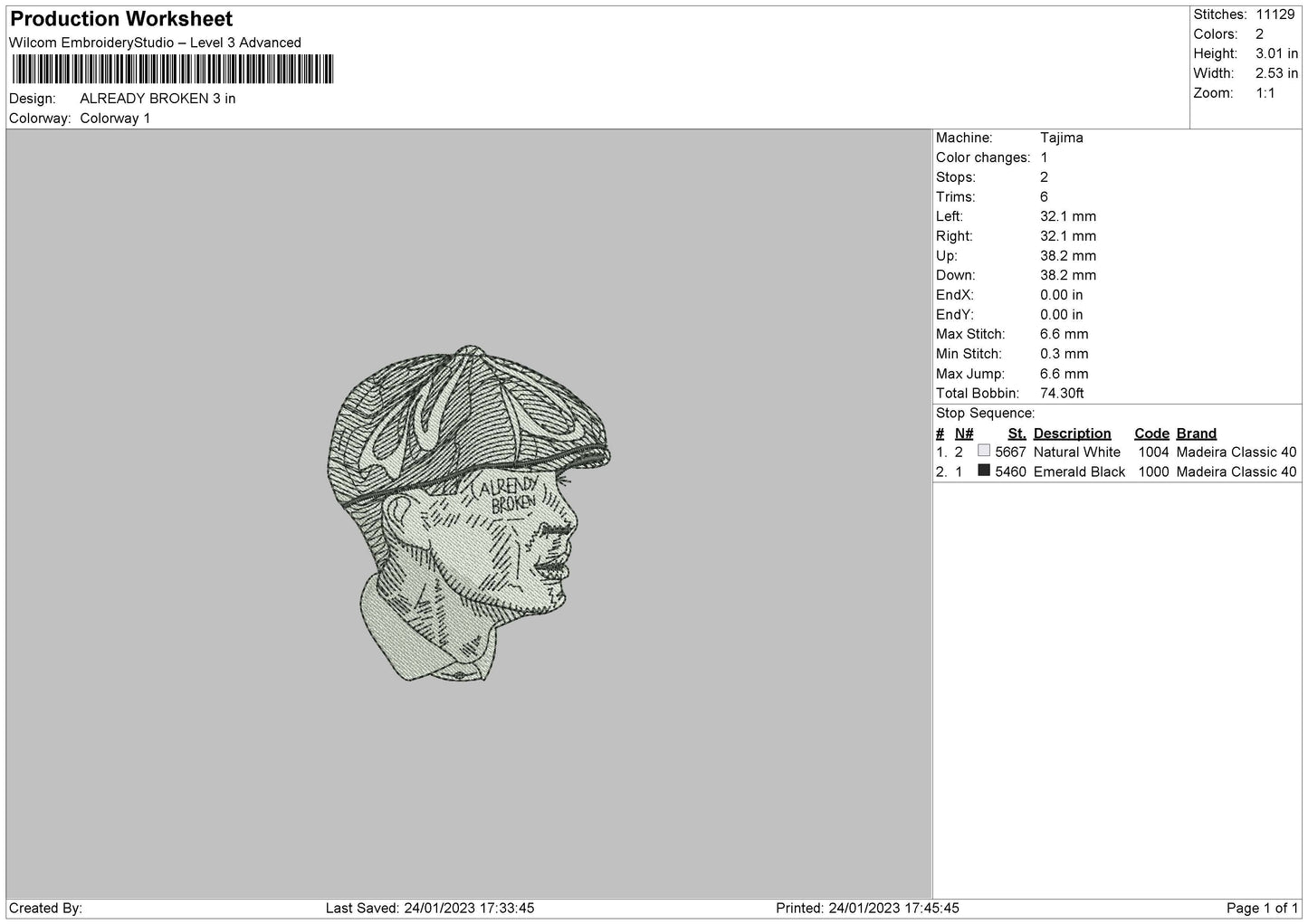 Already Broken Embroidery File 6 sizes