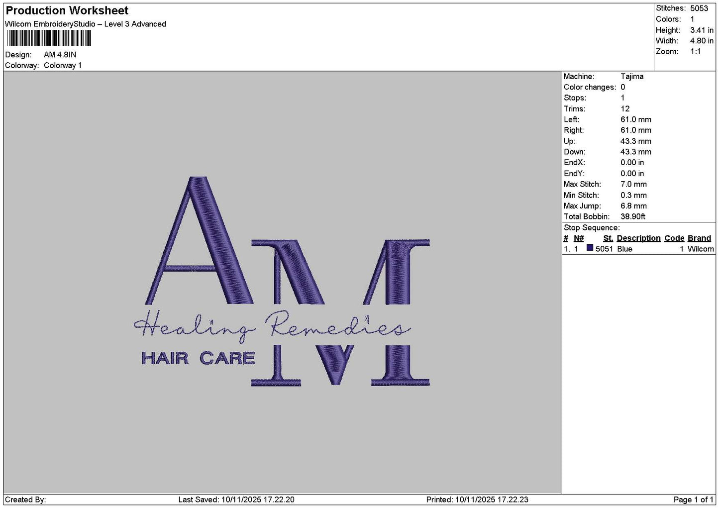 Amtext Embroidery File 6 sizes