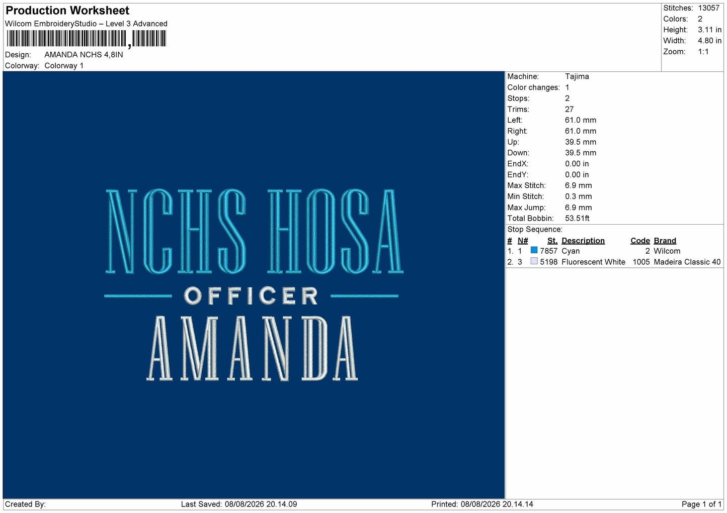 Amanda Text Embroidery Machine Design File 6 sizes