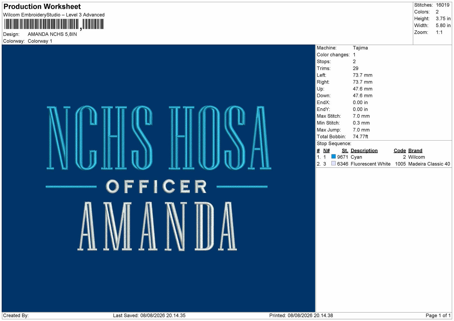 Amanda Text Embroidery Machine Design File 6 sizes