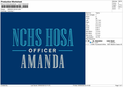Amanda Text Embroidery Machine Design File 6 sizes