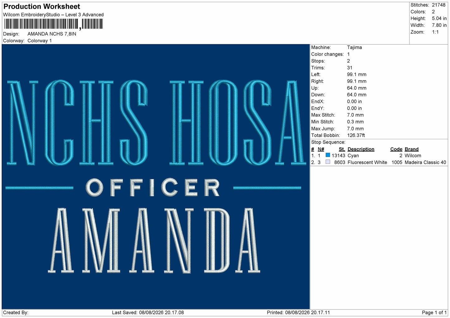 Amanda Text Embroidery Machine Design File 6 sizes