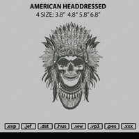 American Headdressed Embroidery File 4 sizes