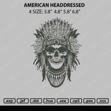 American Headdressed Embroidery File 4 sizes