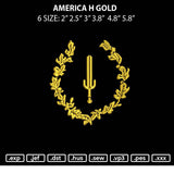 America H Gold Embroidery File 6 sizes